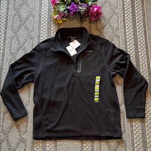 Eddie Bauer Fleece Black Zip Up Pull Over Sweater Size Large